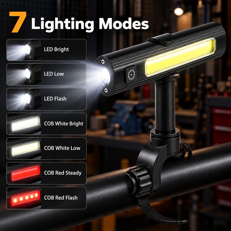 Rechargeable COB LED Work Flashlight for BBQ Grilling & Camping
