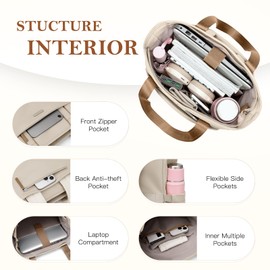 GOLF QUALITY Convertible Laptop Backpack for Women Men Carry on Tote Backpack Teacher Bookbag for College Work Nurse Travel Leisure,16 Inch,Apricot