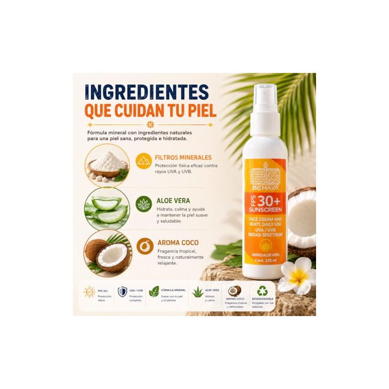 Bloqueador Solar Mineral Coco FPS 30+ | Protector Solar Corporal