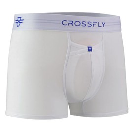 Crossfly IKON X Men’s Underwear 3" Trunk Boxer Briefs, 24 Hour Comfort and Innovative Access, No Chafe, Breathable and Soft White