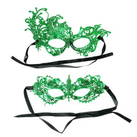Honbay 2PCS Mysterious Fun Lace Masks for Masquerade Proms, Hallowmas Party, Photo Shoot (Green)