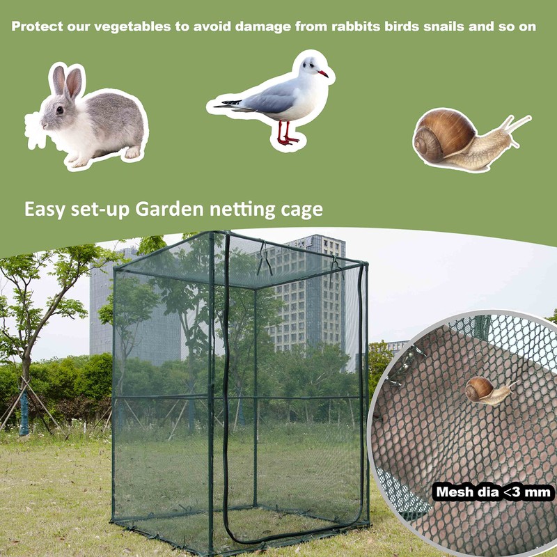 Portable 4'x4' Large 6FT Tall Plant Netting Cover Crop Cages