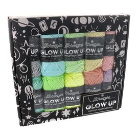 Scheepjes Glow Up Fingering Weight Yarn, Polyester, for Knitting or Crocheting Projects, Multicolour, 10 x 25g