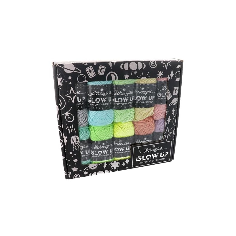 Scheepjes Glow Up Fingering Weight Yarn, Polyester, for Knitting or