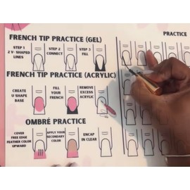 Nail Art Practice Sheet reusable Nail Art training mat Acrylic Nail sculpting Art stencil Guide French Tip Nail art worksheet 3D Nail design training sheet, Practice how to do acrylic Nail art (6)