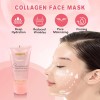 Collagen Night Wrapping Mask, Hydrolyzed Overnight Mask with Brush...