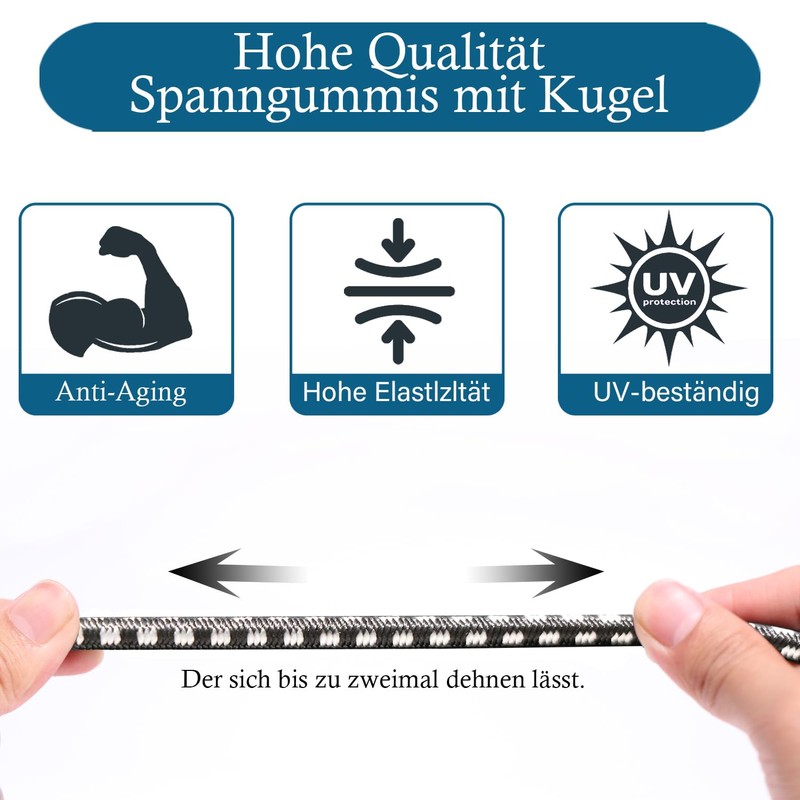 JunGG Elastic Bands with Ball Black White (25, 20 cm)