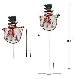 Morning View Snowman Christmas Yard Sign Decorations Outdoor Xmas Garden Stakes Snowman Metal Lawn Ornaments Patio Winter Holiday Decor for Outside 12 X 38 inches