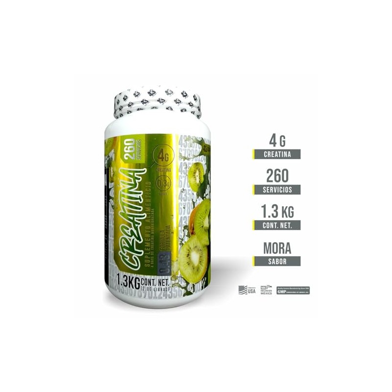 Creatina 1.3KG 43 Supplements 260 Servicios Sabor Moras