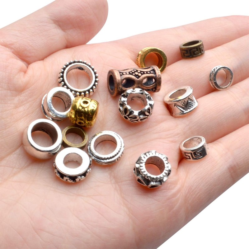 30 Pieces Tibetan Style Metal Beads Dreadlock Beads Large Hole