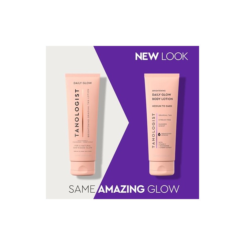TANOLOGIST, Brightening Daily Glow Tan Lotion, Crema Bronceadora Gradual, Niacinamida,
