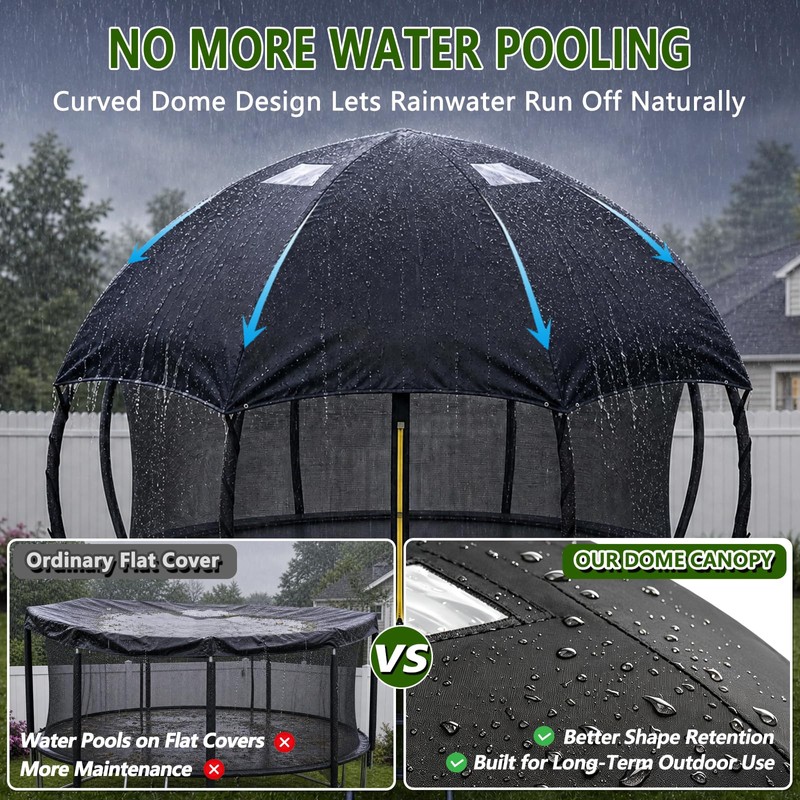 12FT Dome Trampoline Canopy Cover for Backyard Round Trampolines