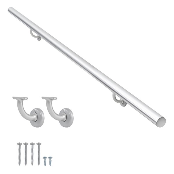 17 FT Modern Aluminum Handrail Set, handrails for Indoor Stairs,Deck,Slope,