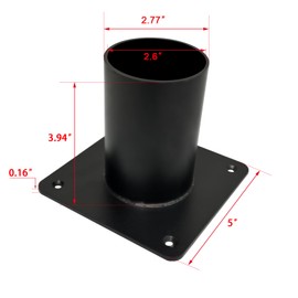 Heavy Duty Pier Mount Adapter for 3" Surface Mount Post, Metal Black Outdoor Post Bracket for Post Light, Mailbox Pole, Light Pole