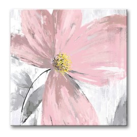 Genius Decor Abstract Flower in Blush Pink and Grey Wall Art Canvas Print Modern Bathroom and Bedroom Wall Decor