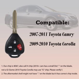 mecautocarkeys 2For 2007 2008 2009 2010 2011 Toyota Camry Remote Keyless Entry Key Fob kit 4D67