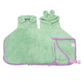 BT Bear Dog Bathrobe, Super Absorbent Quick Drying Microfiber Coat Hooded Bath Towel for Puppy Small Dogs Cats (XS, Green)