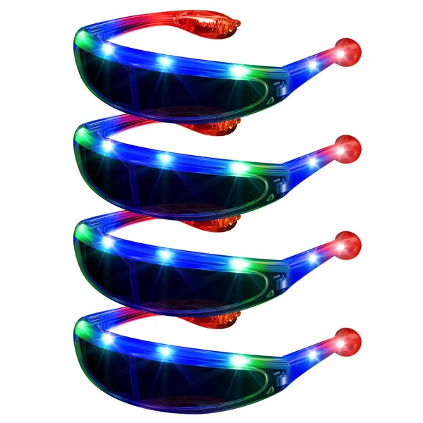 4 Pairs Futuristic Narrow Cyclops Sunglasses Robot Space Costume Color Lens (Multiple Color)