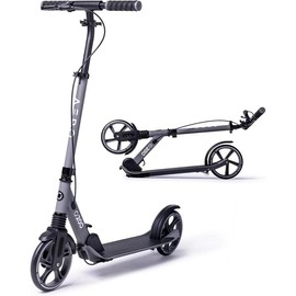 Aero big wheel scooters for kids ages 812 teens and adults manual kick scooter for boys and girls with hand brake rubber mat shock absorption foldable and height adjustable - Color: A200, Size: Default