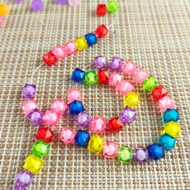 Mayared Cube 400pcs Faceted Square Transparent 8mm Glass Beads Crystal Spacer Beads, Round Beads Inside for Jewelry Making (Deepblue)