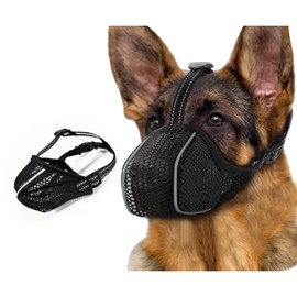 Kanuoc Dog Muzzle, Mesh Soft Muzzle for Small Medium Large Sized Dogs, Breathable Adjustable Puppy Muzzles for Scavenging Biting Licking and Chewing, Allows Panting and Drinking (Reflective Mesh, L)