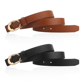 MEMOFYND 2 Reversible C-Buckle Belts, Belts for Jeans, Belts and Belts for Women, Formal Wears and Dresses, Adjustable Belt (Khaki + Black)