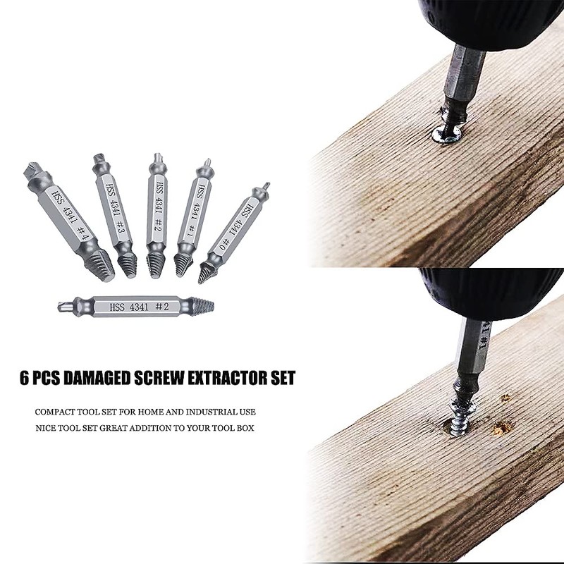Damaged Screw Extractor Set, HSS4341 Bolt Extractor Stud Screw Remover
