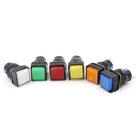 Heschen 16mm Square Momentary Push Button Switch 1NO 1NC Red Blue Yellow White Green Orange 12V LED Lamp
