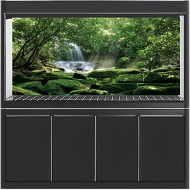 MIRRORANG 61 x 30 cm Forest Terrarium Background Tropical Rainforest Reptiles Habitat Background Stone Sunny Waterfall Aquarium Background Vinyl