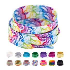 Booyckiy Flat Colorful Fashion Shoelaces, 5/16" Rainbow Shoe Laces for Sneakers Af1 47inch (120cm)