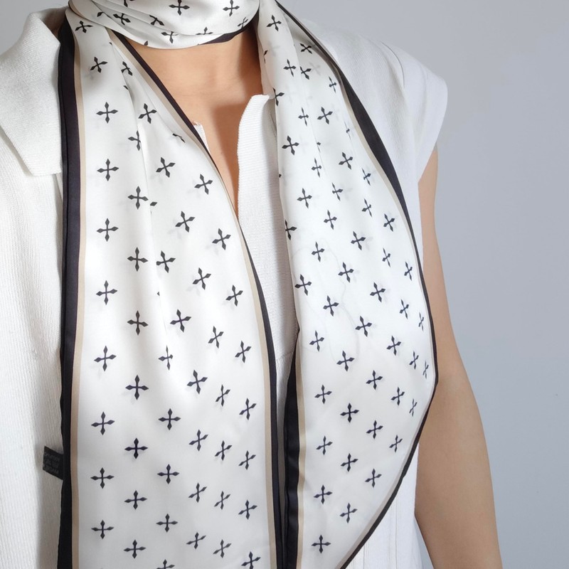 GIMIRO Satin Silk Scarf 148 x 13.5 cm Tie Double