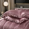 Blush Pink Queen Comforter Set Silk Like Satin Bedding Set