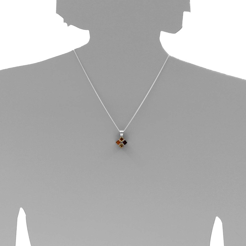 Necklace with Pendant Cube 11 mm Silver 925/000 Amber, Silver,