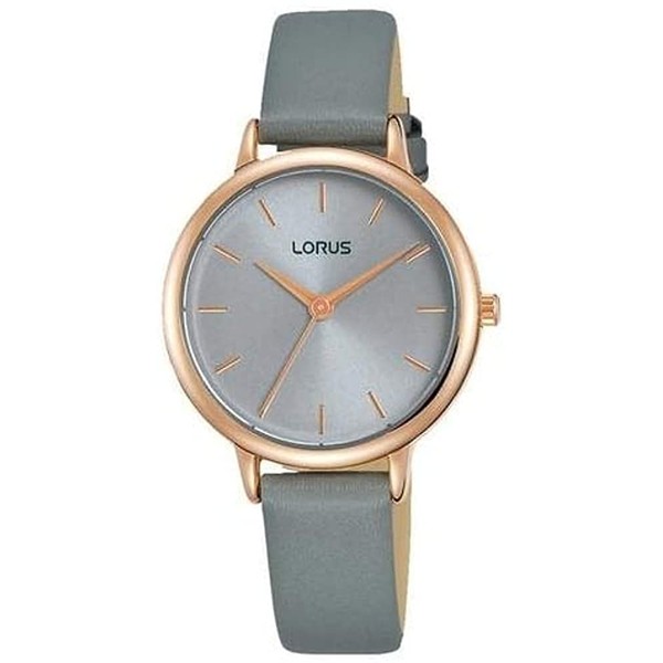LORUS- QUARTZ LADIES ROSE GOLD GREY DIAL GREY STRAP WATCH