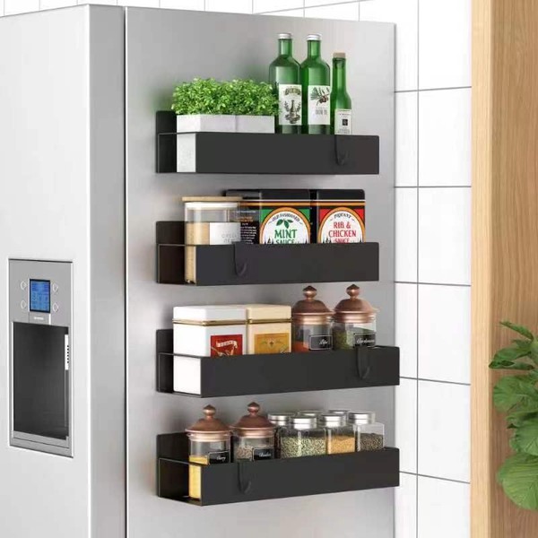 HuggieGems Metal 4 Pack Magnetic Spice Storage Rack Organizer for