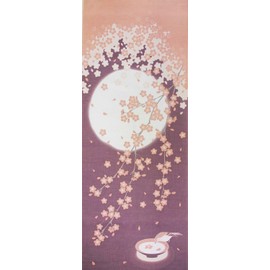 ヤマコー 四季彩布 てぬぐい 月と桜 35×90cm 87549