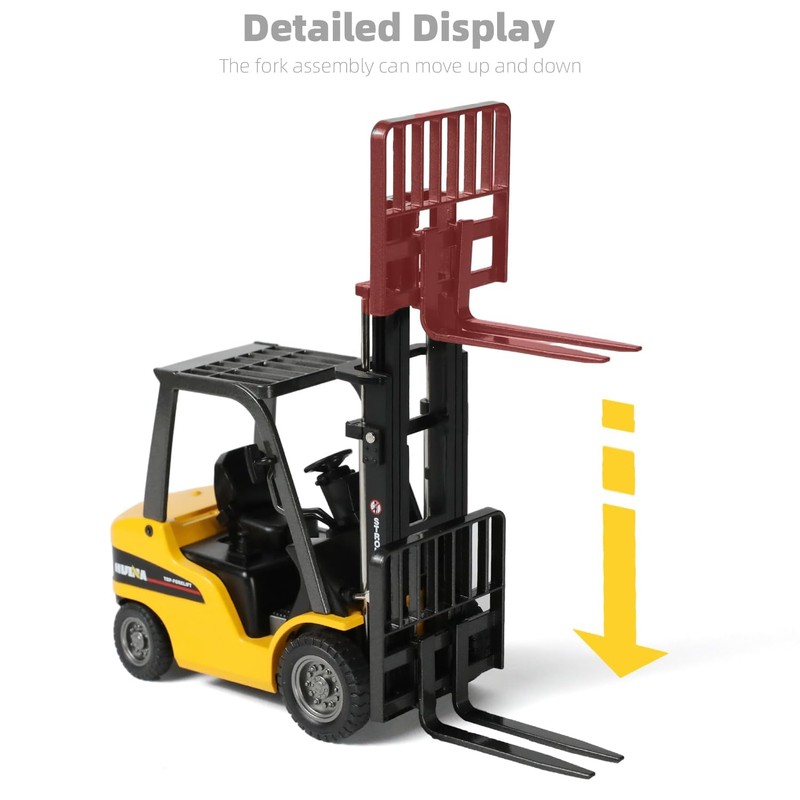 Risopen Forklift Toy 1:50 Metal Rod Forklift Model Mini Engineering