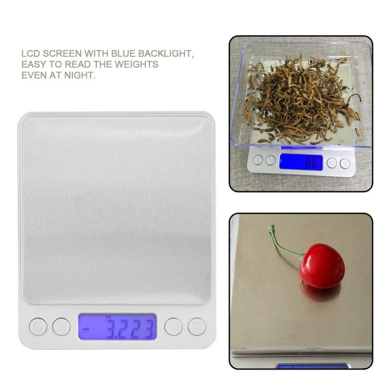 Digital Kitchen Scale Stainless Steel High Precision 500g/0.01g LCD Display