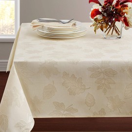 Benson Mills Harvest Legacy Damask Tablecloth for Fall and Harvest (Ivory, 60" x 120" Rectangular)