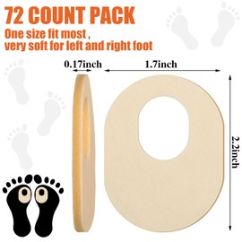 Nuanchu 72 Count Callus Cushions with Self-Stick Adhesive, Protects Foot, Heel and Toes from Rubbing and Friction, Beige Oval Shape Design, Reduce Pressure and Friction from Shoes Rubbing