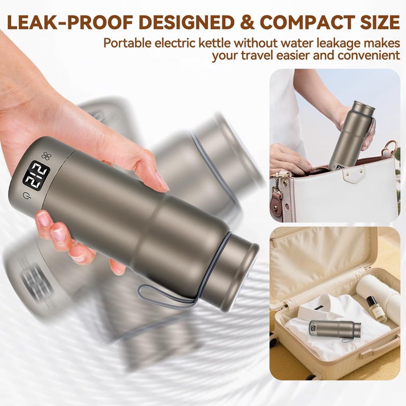 Pure Titanium Travel Kettle,Dual Voltage Portable Electric Kettle 110V-240V Smart