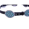 Wonderent Western Turquoise Bubble Metal Concho Leather Belt No.12 (Small,