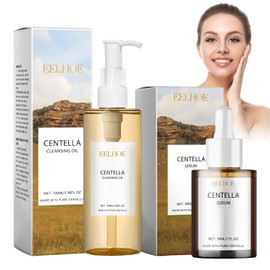 Centella Skin Care Set with Cleansing Oil + Centella Serum, Madagascar Centella Light Cleansing Oil, Centella Asiatica Extract, for Sensitive Skin, Girls and Women, Pack of 2