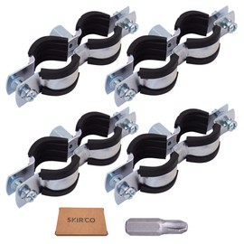 SKIR'CO Double Pipe Holders with Rubber Lining for 20-24 mm Pipes, Pipe Clamps, Pipe Supports for Wall and Ceiling Mounting, Pack of 4