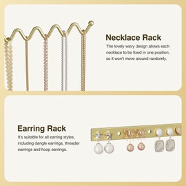 Josmimic Jewelry Organizer Marble Necklace Stand: Small Necklace And Bracelet Holder Organizer for Girls Gold - 1