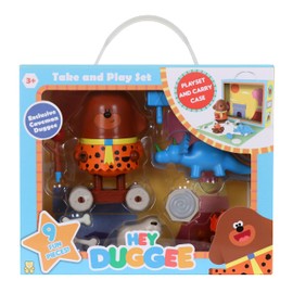 Hey Duggee Secret Surprise Take and Play Figurine Set With Cardboard Duggee Themed Backdrop - Dinosaurs with Duggee. 3 Ways to Play!, Multicolor (2172)
