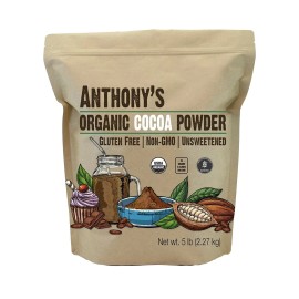 Anthony’s Organic Raw COCOA POWDER Gluten-Free Non-Gmo~5 Lbs~by Anthony's~Read Docs.