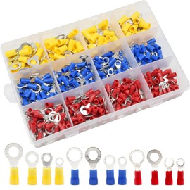 Yosawa 360-Pieces Quick Disconnect Electrical Insulated Ring Crimp Terminals Connectors Electrical Wire Crimp Connectors Assortment Kit （PVCR