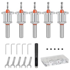 SUPAWAY 6-Piece Countersink Drill Bit Set, 8 mm Round Shank, Countersink Drill, Adjustable Countersink Drill Bit with Countersink Depth Stop for Woodworking with Hex Key Screw, 2.8/3/3.2/3.5/4 mm