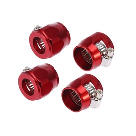 ACROPIX 4pcs AN10 Hex Red Car Hose Finisher Flexible Rubber Pipe Clamp with Screw Band Adapter Fitting for Oil Fuel Water Tube Car Parts